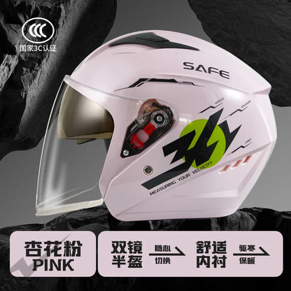 Uniform Size 58-62CM Helmet Motorcycle Winter Thermal Battery Car Female Winter Male Double Mirror Four Seasons Helmet