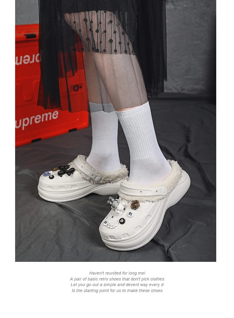 Cotton Fashion Clogs Slippers Women Hole Garden Shoes Water Shoes For Men Beach Sandals Soft Eva Bathroom Slides House Slides
