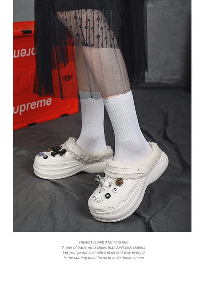 Cotton Fashion Clogs Slippers Women Hole Garden Shoes Water Shoes For Men Beach Sandals Soft Eva Bathroom Slides House Slides