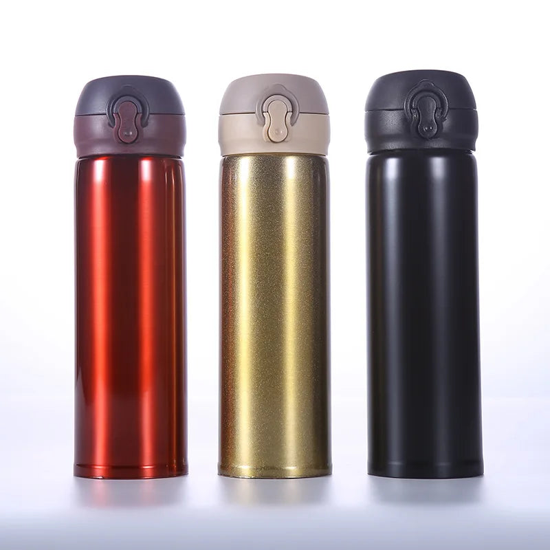 380-500ml solid color 304 stainless steel double-layer bouncing cup, student advertising cup, gift water cup, insulated cup