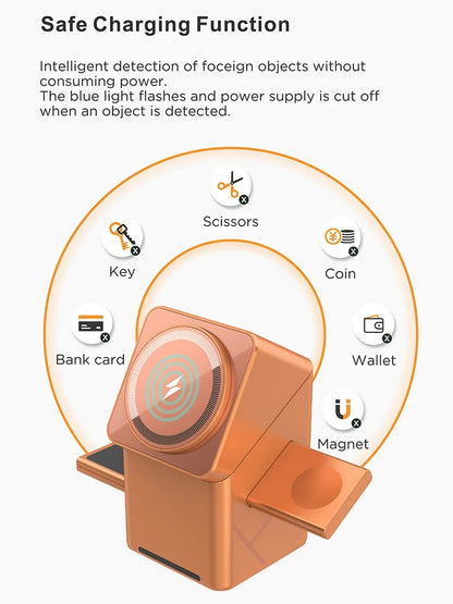 2025 Touch Auto-Rotating Qi2 3 in 1 Magnetic Wireless Charger Stand For iPhone Samsung Xiaomi OPPO 30W Fast Charging