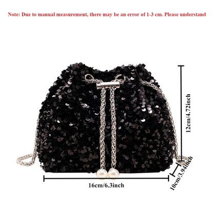 Good-looking Personality Sequin Women's New Korean Bucket Bag Bright Eyes Style Fashion Crossbody Dinner Single Shoulder Bags