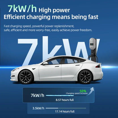 ROMADA EV Charging Station 32A Electric Vehicle Car Charger EVSE Wallbox Wallmount 7KW Type2 Cable IEC62196 Bluetoo APP Control