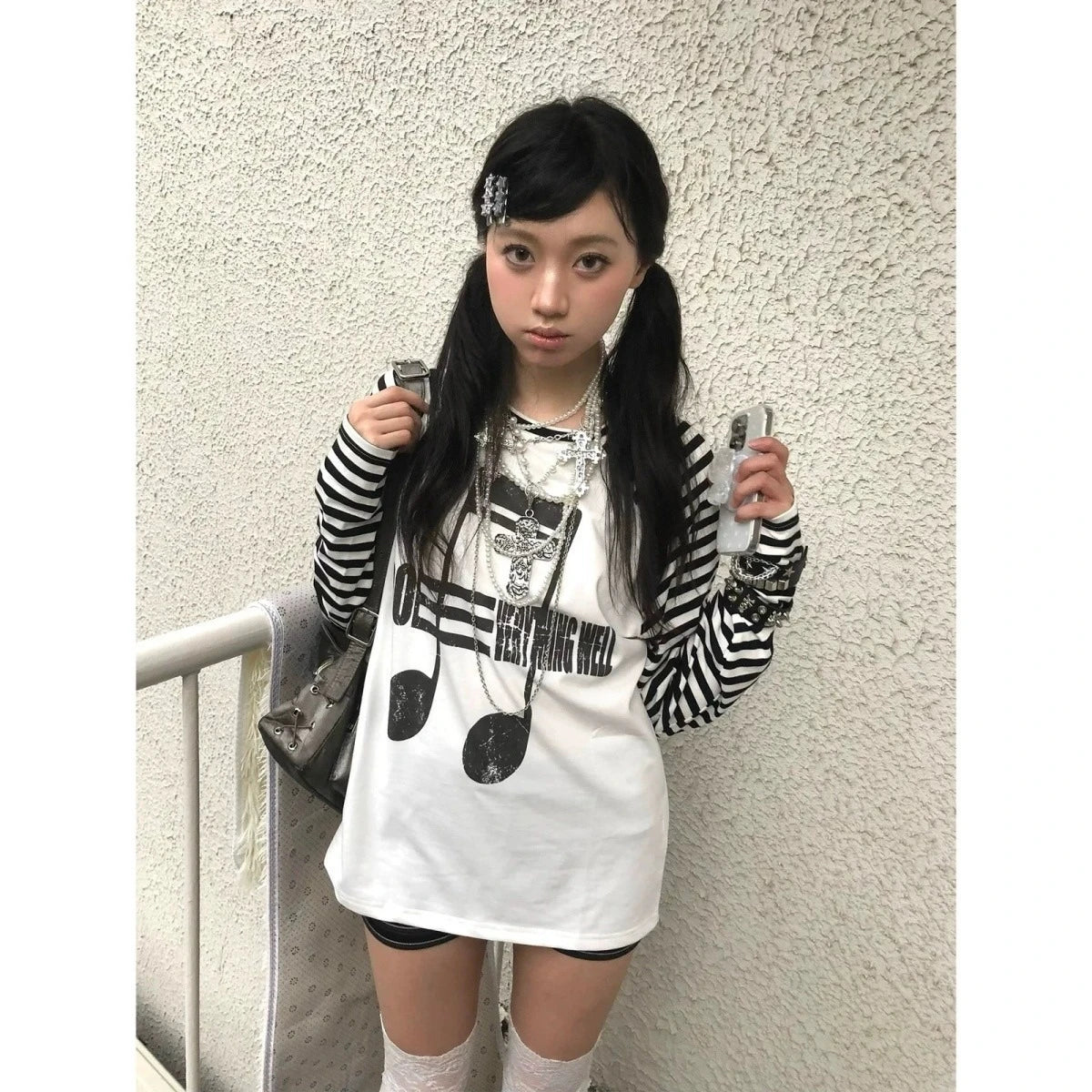 Retro and Modern Subculture Gothic Blouse Harajuku Long Sleeve T-Shirts for Women Y2K Clothing Shirts Punk Emo Top with Street