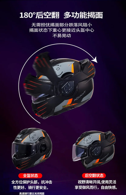 LS2 FF906 Advant Flip Up MODULAR Helmet Motorcycle Modular Double Visor Helmet built-in Lens ECE Capacete Moto helmets