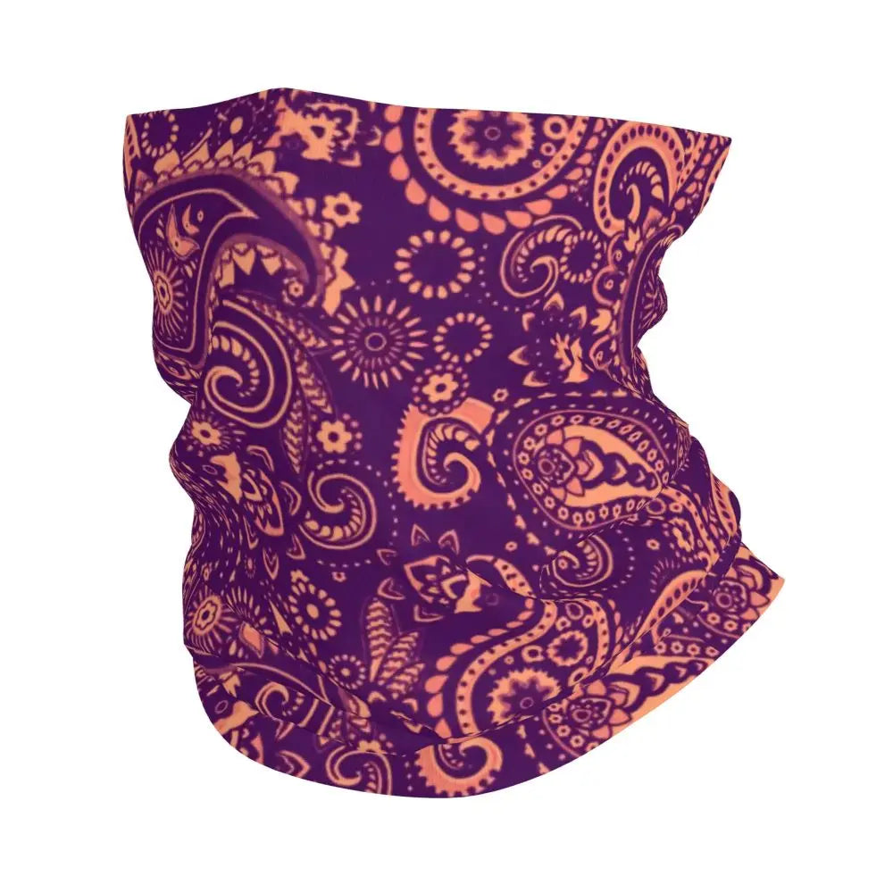 Custom Black Bandana Pattern Bandana Neck Gaiter for Hiking Cycling Women Men Wrap Scarf Paisley Style Headband Warmer