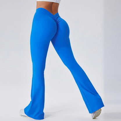 Gym Fitness Sports Flared Pant Dance Trousers Women V-shaped Hip Yoga Pants Flare Leggings Women High Waist Wide Leg Pants Women