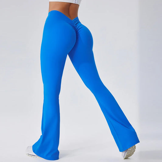 Gym Fitness Sports Flared Pant Dance Trousers Women V-shaped Hip Yoga Pants Flare Leggings Women High Waist Wide Leg Pants Women