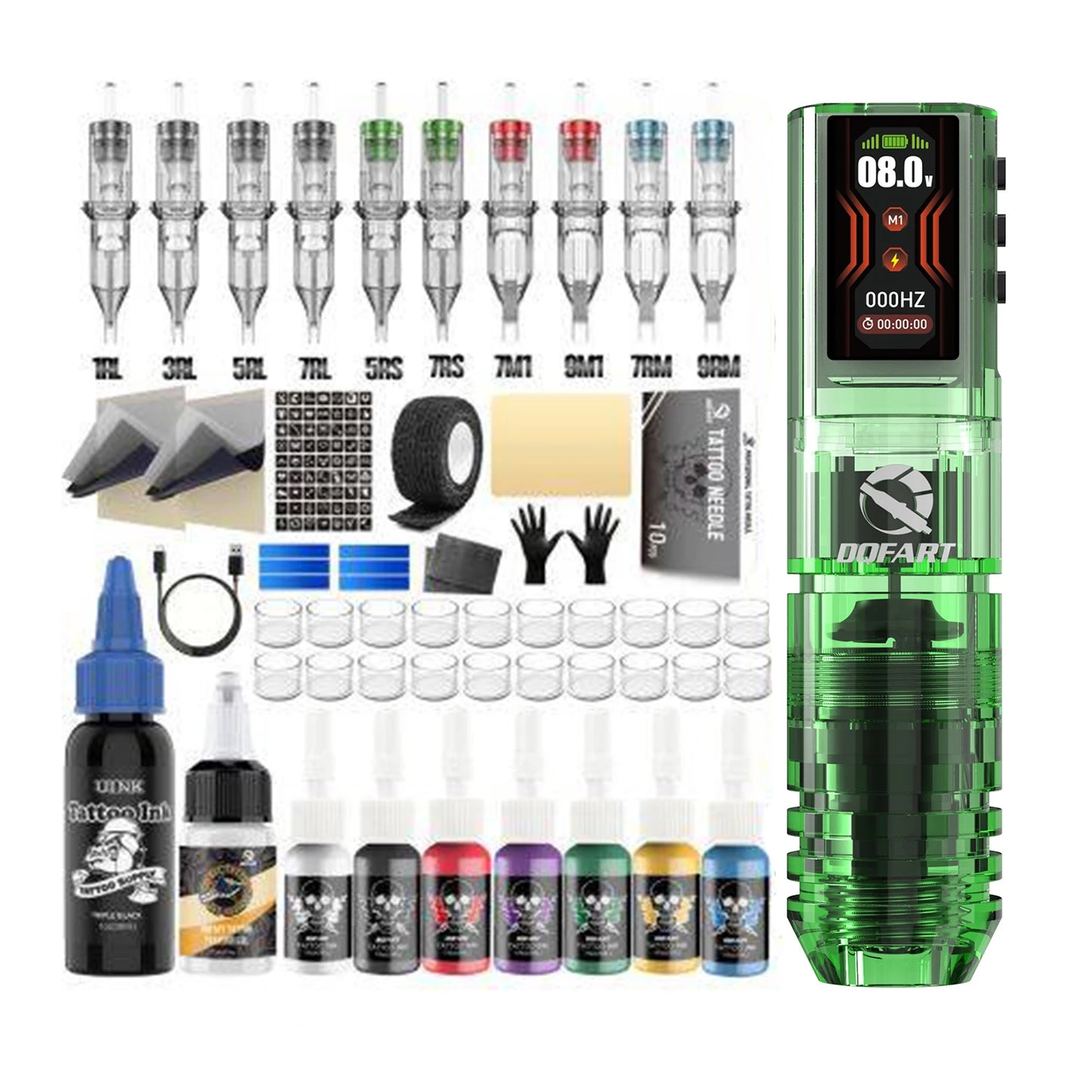 DQFART All-New Upgrade Wireless Tattoo Machine Kit Tattoo Needles Ink Tattoo Pen Suitable for Tattoo Beginners Tattoo Artists