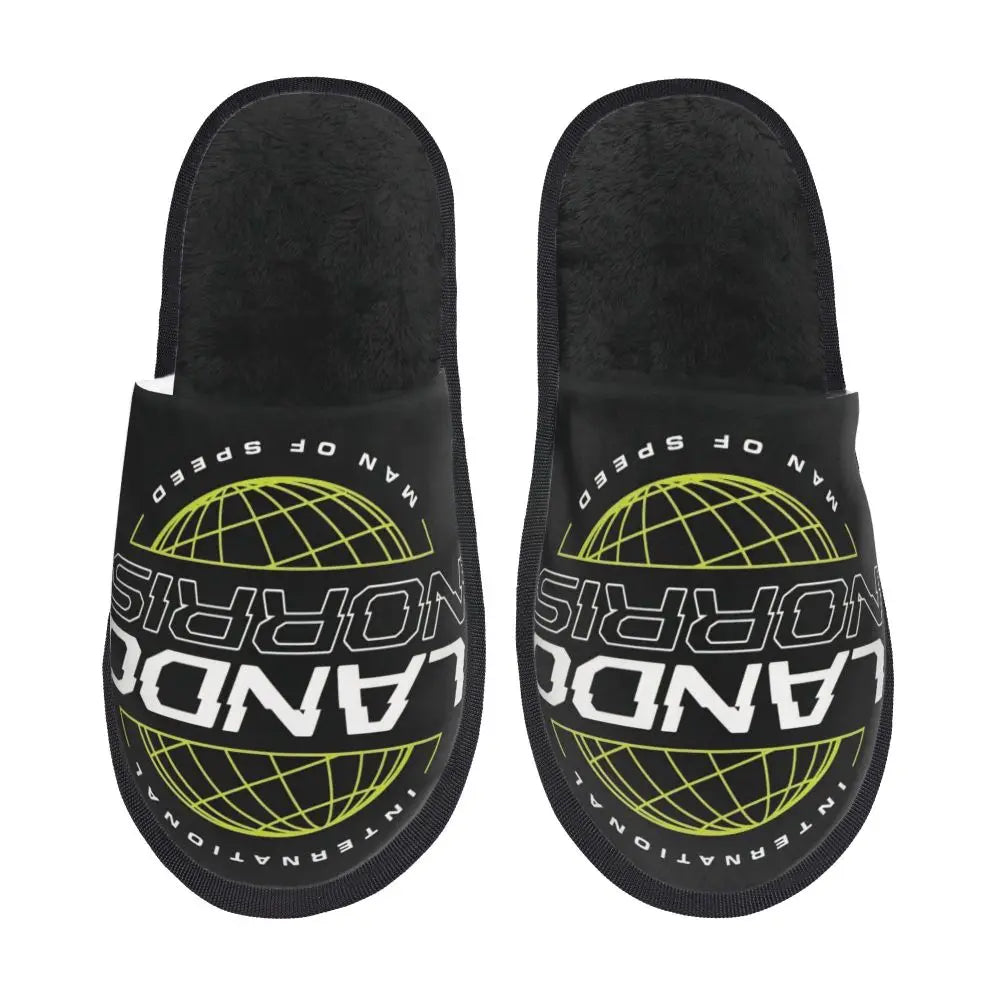 Custom British Lando Norris Racing Driver Guest Slippers for Spa Women House Slipper