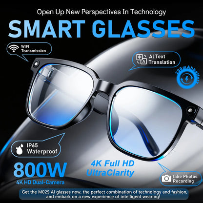 2026 4K HD AI Smart Glasses New Bluetooth Call Voice Assistant Control Chat GPT 800MP Camera AI Translation Sunglasses Men Women