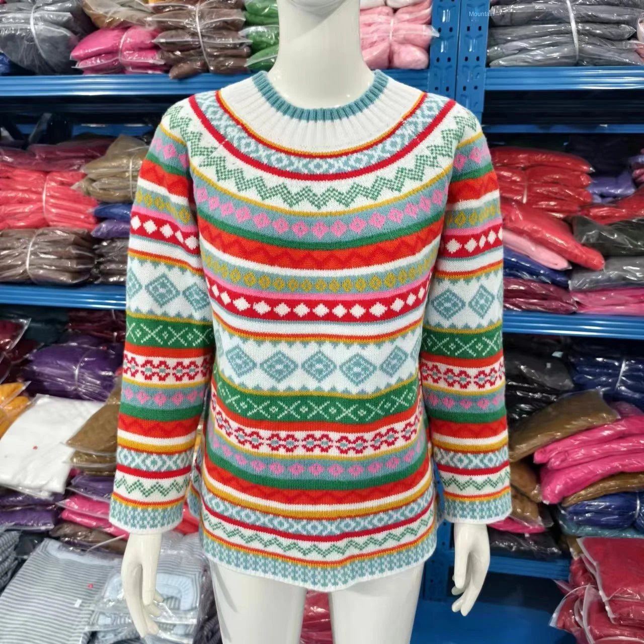 2025 Spring Knitted Women Sweater Print O-neck Long Sleeve Casual Loose Sweaters Female Winter Elegant Trendy Ladies Clothes
