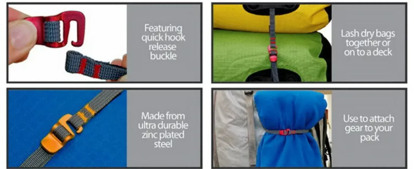 Camping Outdoor Travel Equipment Durable Quick Release Luggage Strap with Stainless Steel Buckle Hook Release Type Gear