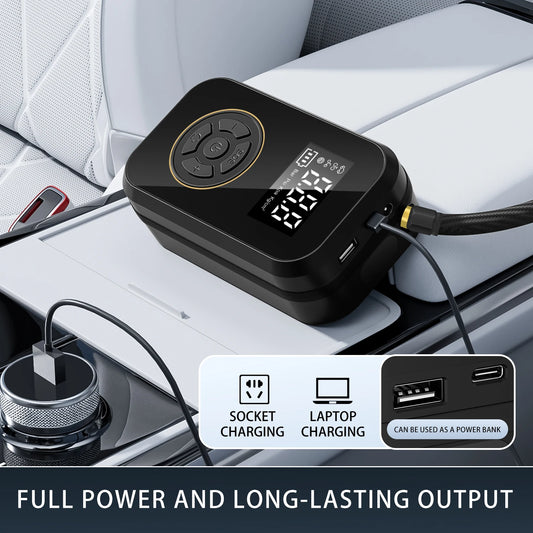 Multifunction Digital Air Pump, Portable Tire Inflator with SOS Light for Car Motorcycle Bicycle Tires, Balls, Boats, Camping