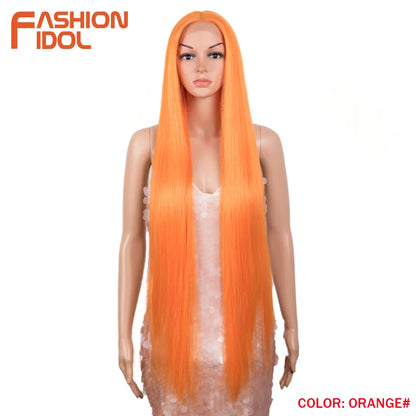 38 inch Straight Long Hair Synthetic Lace Front Wigs For Women High Temperature Hair Ombre 613 Red Cosplay Wigs Synthetic Hair