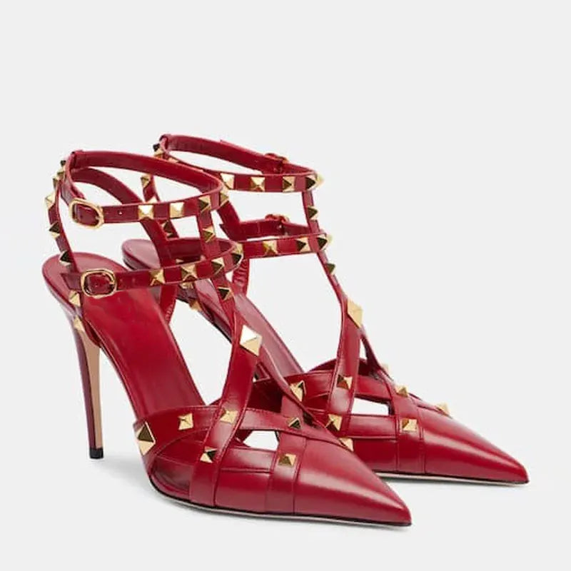 2026 Summer New Rivet Women's Pointed Stiletto Sandals Sexy Fashion Party Women's High Heel Sandals