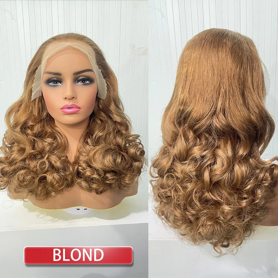 100% Vietnamese Hair Wigs Super Double Drawn Ombre Bouncy Body Wave 250 Density Highlight HD Lace Frontal Wigs Human Hair Genger