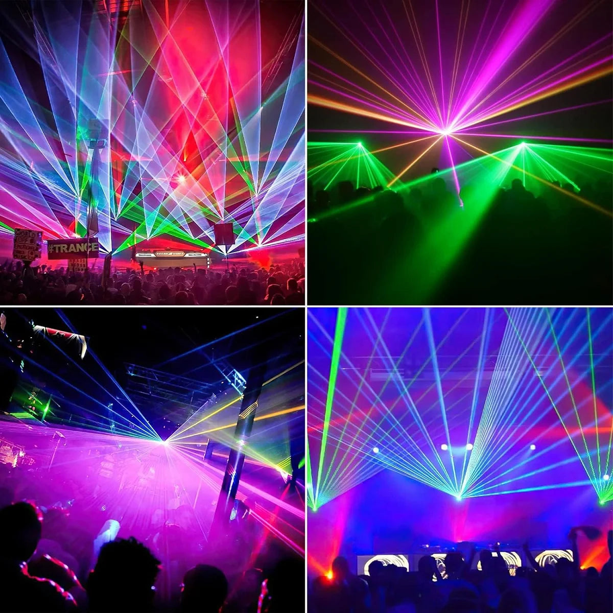 Party lights, DJ disco lights, 4-beam DMX and voice-controlled laser lights, light show stroboscopic party lights ambient lights