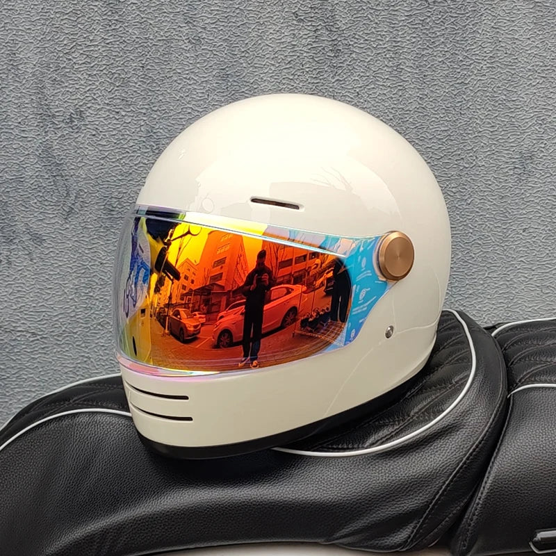 ORZ Retro full face motorcycle helmet - Classic design, suitable for both men and women, with safety protection certified by 806