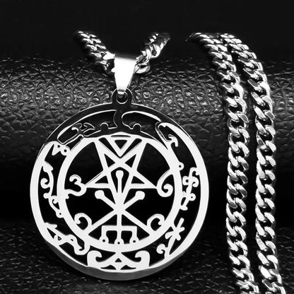Sceal Sigil of Lilith Silver Color Stainless Steel Satan Necklace Jewelry Minor Key Necklace Hidden Seal Goetia Sign N1033