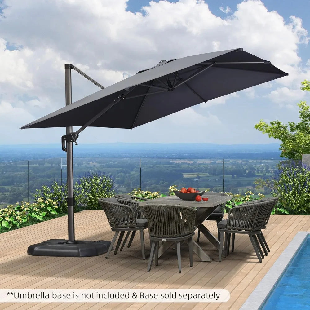 9' X 11.5' Patio Umbrella Outdoor Cantilever Rectangle Umbrella Aluminum Offset Umbrella with 360-degree Rotation, Customized