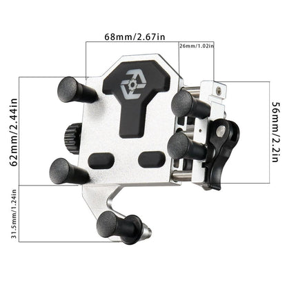 Motorcycle Phone Holder Universal Alloy Shock-Absorbing Motos Bicycle Handlebar Navigation Bracket 360° Rotary Adjustable Stand