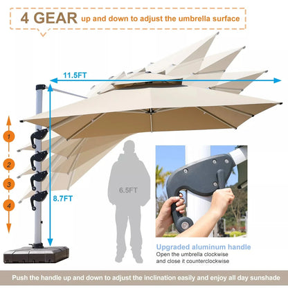 Garden Parasol Large Beach Patio Picnic Umbrella Patterned Outdoor Patio with Led Light Solar Base Wholesale Dropshipping