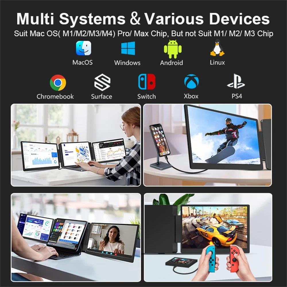 Rospider 15.6 Inch Dual Screen Extender Display FHD IPS Triple Expandable Monitor High Definition for Laptop Productivity
