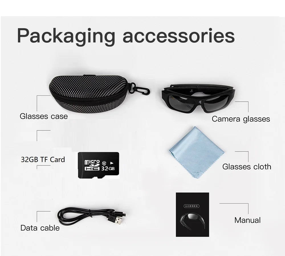 4K HD Smart Glasses Camera Mini Eyewear Camcorder for Outdoor Cycling Driving Video Recordings