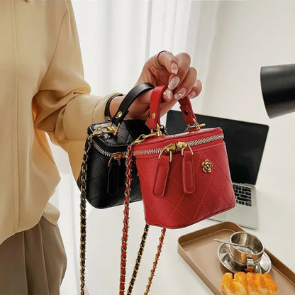 Small  Shoulder Bucket Bag For Women Classic Mini Clutches Female Small Square Bag Crossbody Metal Chain Handbag