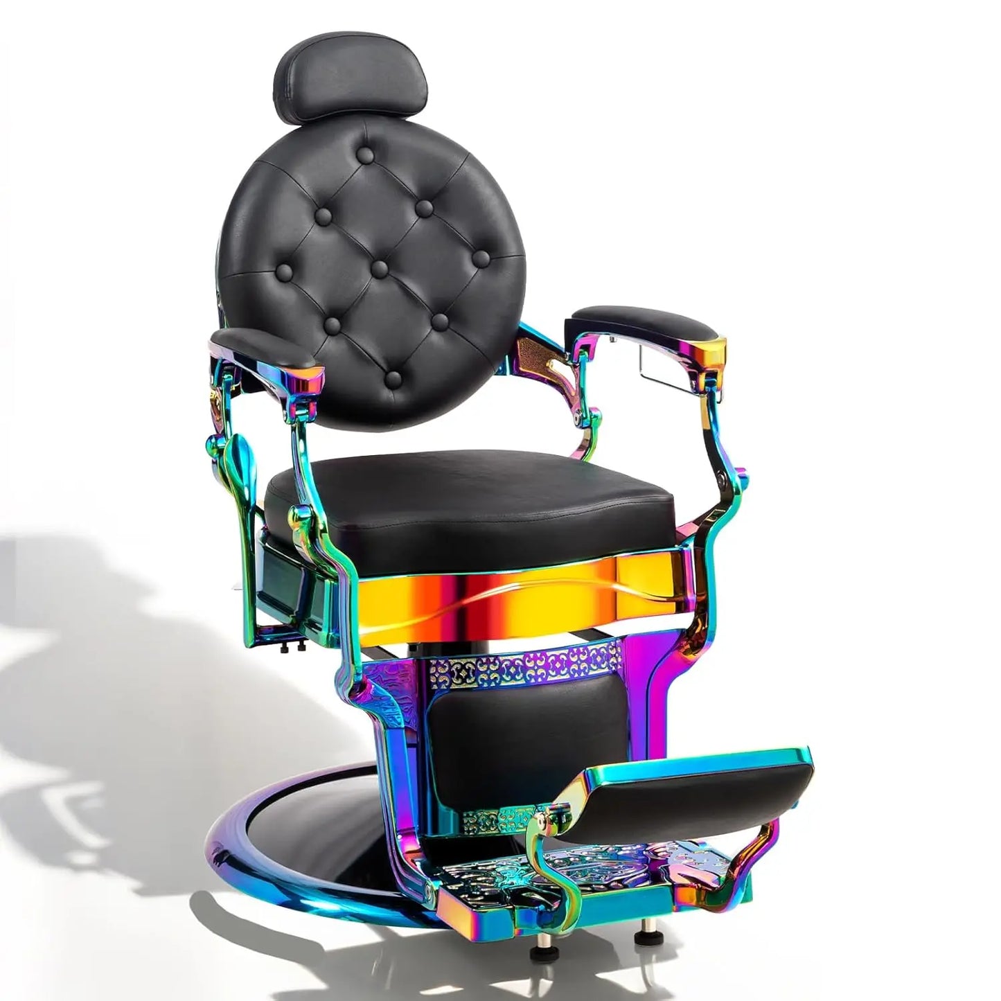Retro Barber Chair Aluminum Frame Adjustable Headrest Footrest Hydraulic Reclining Salon Spa Shampoo, Customized