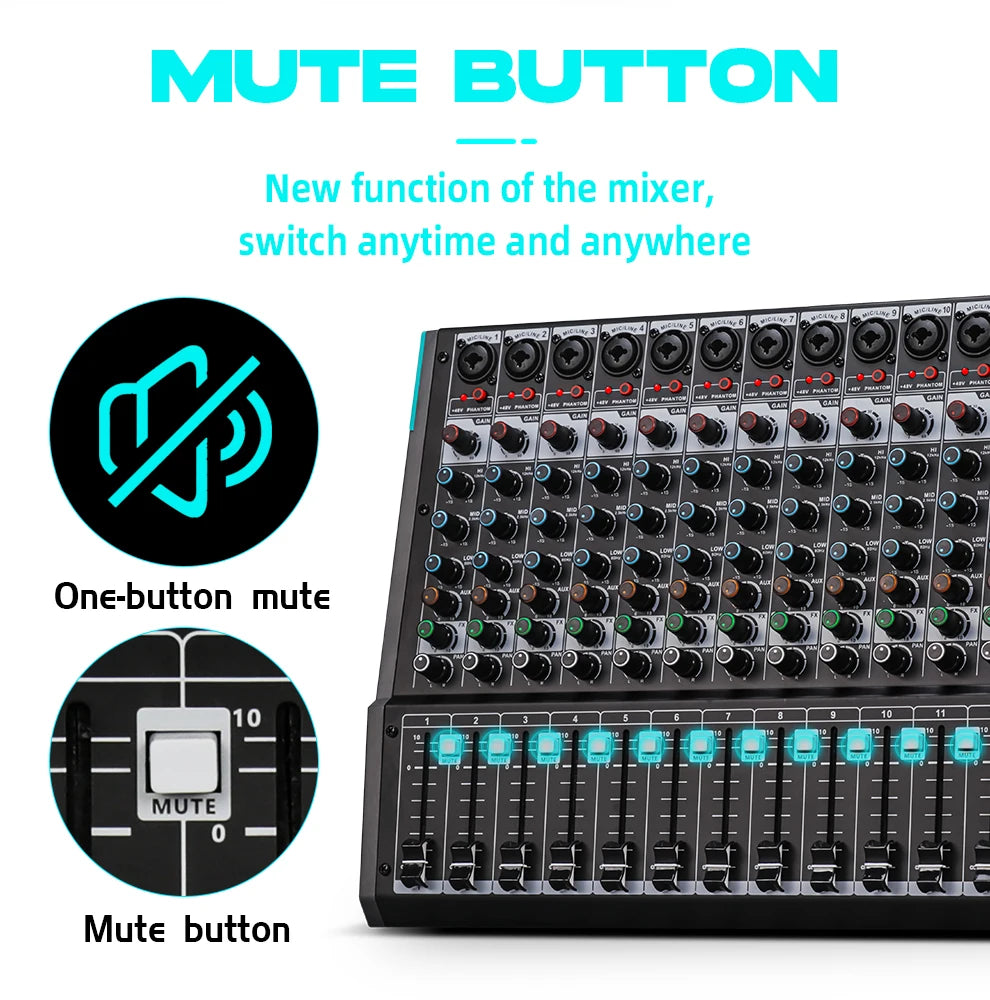 TKLBLS L12 mixer Professional 12 channel USB DJ PC 99 DSP effect  Bluetooth 48V party performance