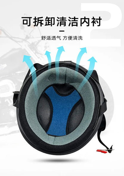 Retro Leather Motorcycle Helmets For Men Women Vintage Moto Half Helmet With Goggles Four Seasons Riding Scooter Capacetes