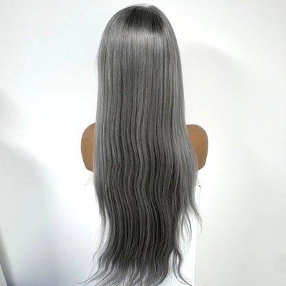 13x4 Lace Frontal Pink Straight Human Hair Wig 26 28inch 250 Density Pre Plucked Red Hair Wig Grey Lace Front Wigs for Women