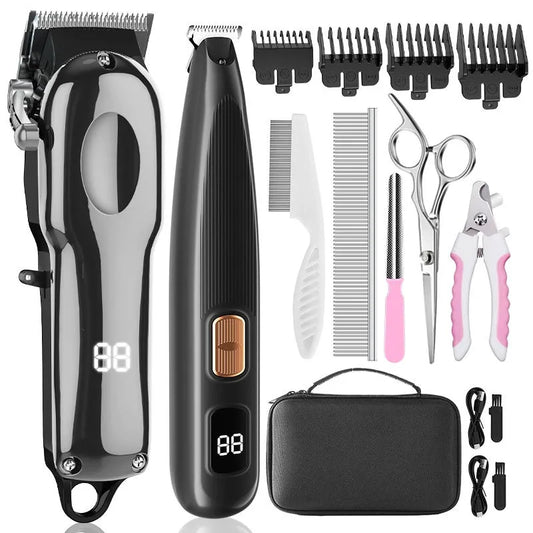 2-in-1 Pet Grooming Kit Professional Pet Grooming Products Steel Hair Remover Blade and Nail Scissors for Cat Dog Pet Beauty Kit