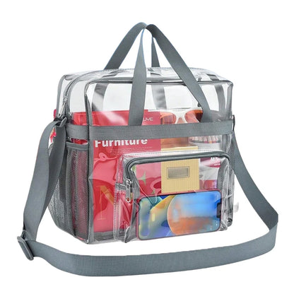 Portable PVC Transparent Shoulder Crossbody Bag Tote Satchel Handbag for Women Lady Large Capacity Clear Bag Shopping Handbag
