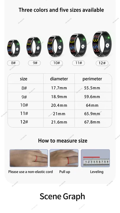 R12 Smart Ring With LED Screen Bluetooth Health Monitor Blood Oxygen Sleep Heart Rate Multi-sport Mode Waterproof IP68&5ATM ring