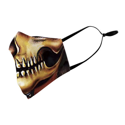 3D Printed Horror Skull Pattern Mask Ghost Zombie Half Face Masks Unisex Adjustable Party Mascara Halloween Carnival for Adult