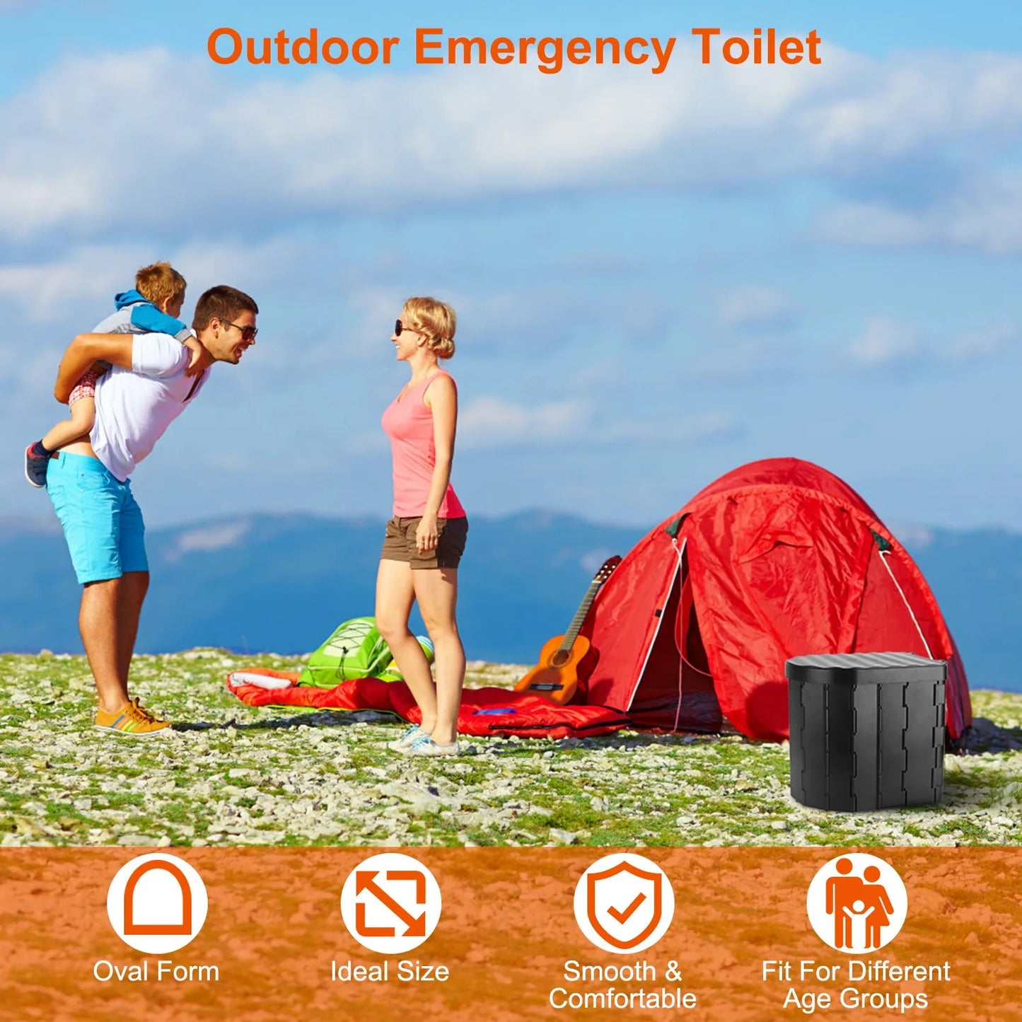 Portable Travel Bucket Toilet Seat Folding Toilet with Lid Camping Toilet Emergency Toilet Car Folding Toilets