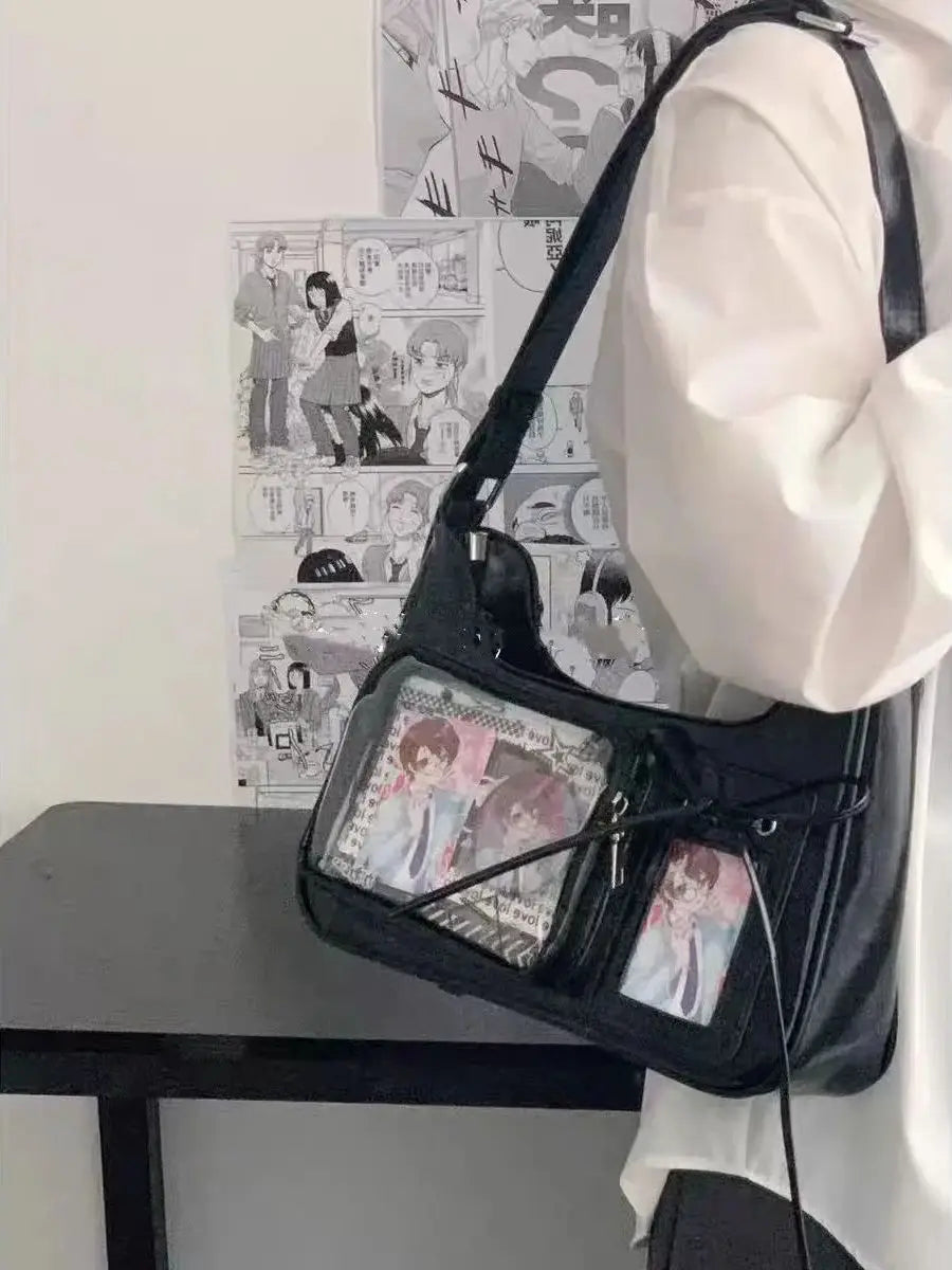 SS Y2k Harajuku Shoulder Bag Women Korean Transparent Ita Bag School Crossbody Bag Female Japanese Designer Preppy Handbag Purse