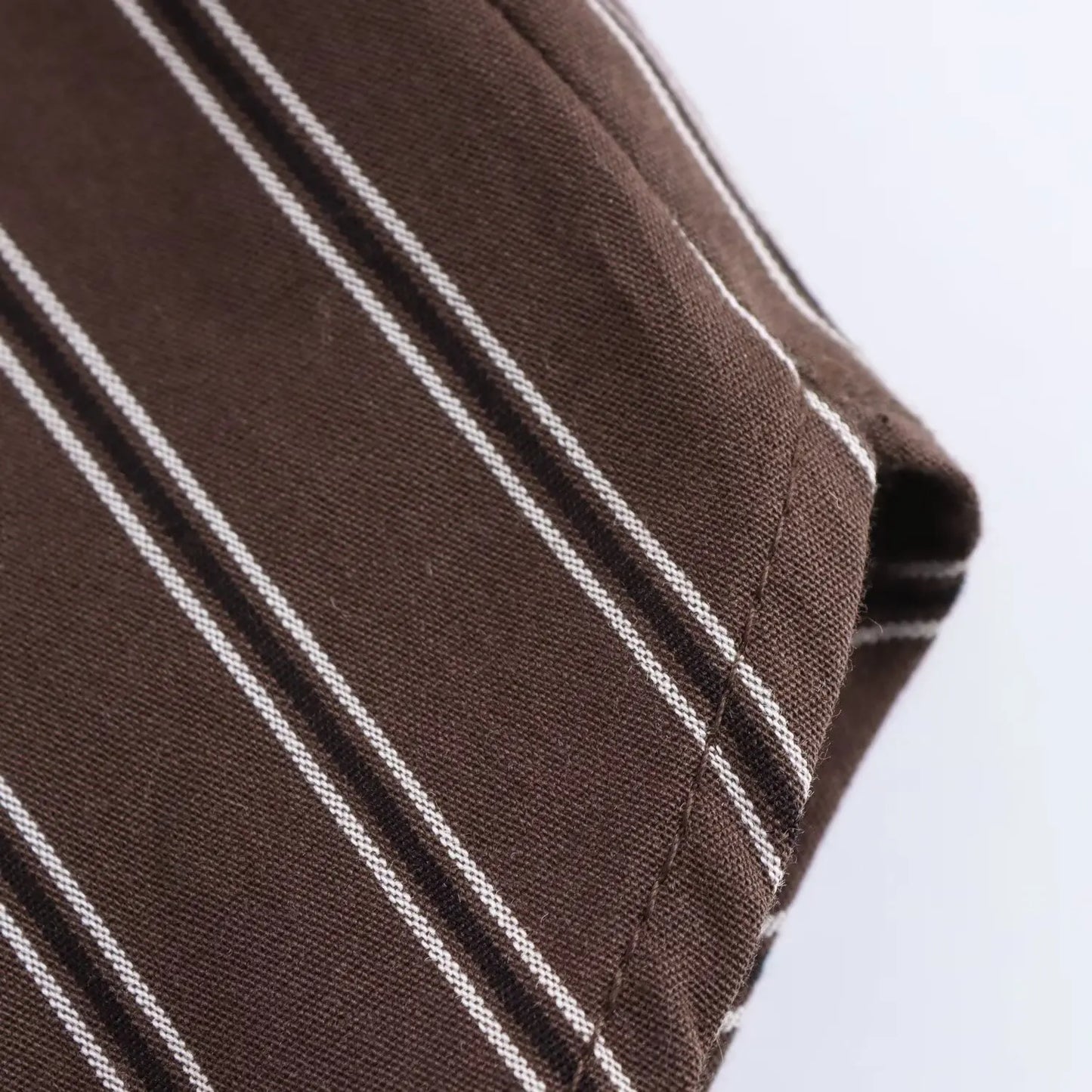 EDSA Women Brown Batwing Stripe Shirt Long Sleeves with Cuffs Patch Pockets Button-up Front for Office Lady Blouse