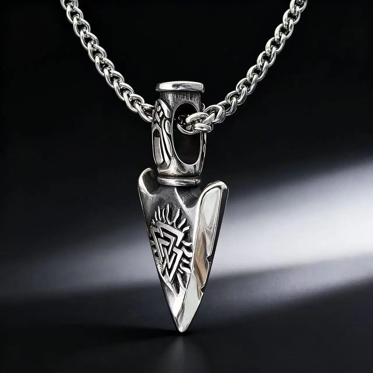 HNSP Odin Viking Rune 316L Stainless Steel Pendant Necklace For Men Chain Jewelry Accessories