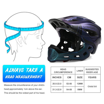 Lixada Kids Full Face Helmet Detachable Children Sports Safety Bike Helmet Protective Gear for Cycling Skateboarding Roller Skat