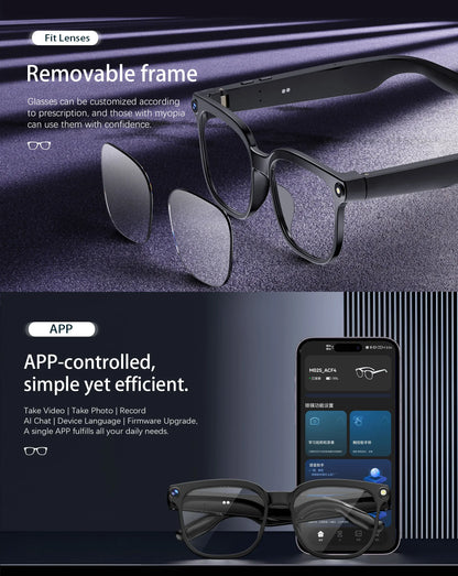 New AI Smart Glasses Camera 800W Bluetooth Sunglasses Women Photo Video Recording Dual Speaker Music Playback Smart Glasses Men