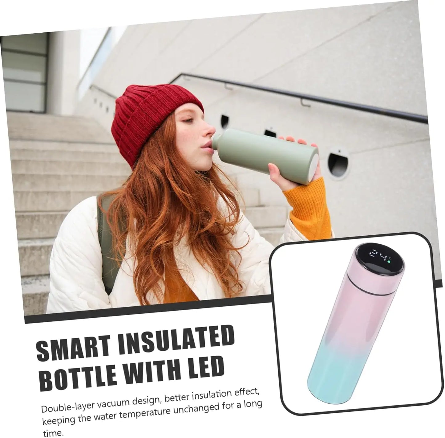 Smart Touch Temperature Display Stainless Steel Vacuum Insulated Tumbler with Gradient Color for Christmas Gift Travel Drinkware