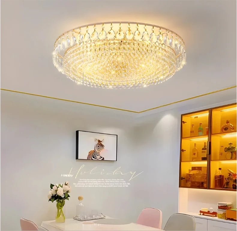 Big Luxury Crystal LED Ceiling Chandeliers for Living Room New Gold Hanging Lamps for Ceiling Modern Home Decor Lustre Lighting