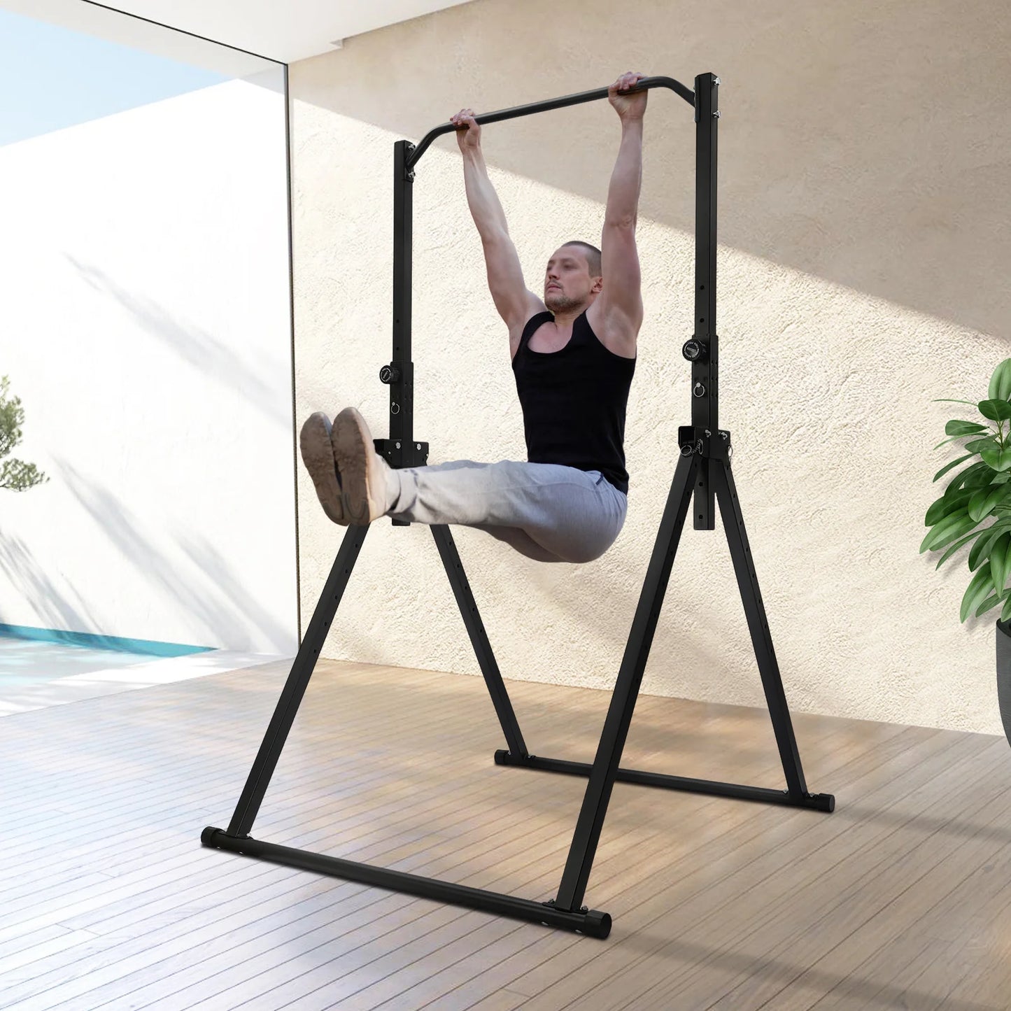 Power Tower Pull Up Bar Dip Station Assistive Trainer for Home Gym Strength Training Workout Equipment 440lb