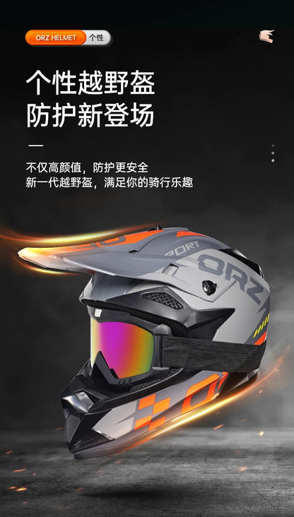 ORZF16-Off road motorcycle helmet, men's and women's rally helmet, mountain bike riding speed drops in all seasons