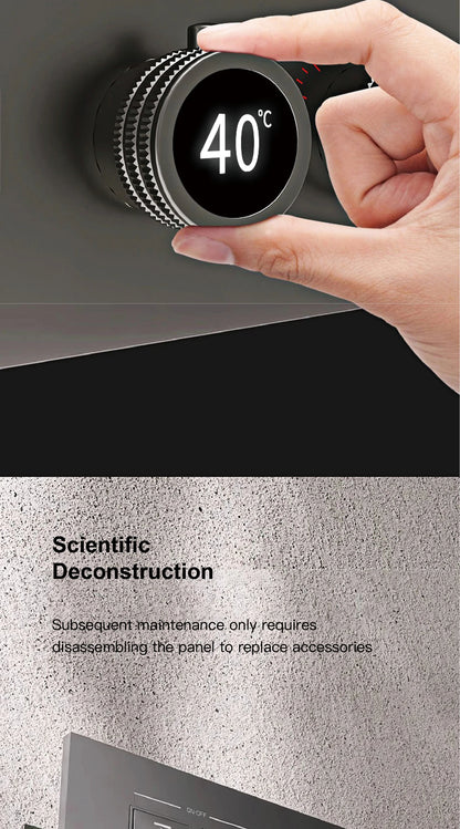 Luxury brass gun gray wall mounted shower system, wall mounted design with constant temperature LED digital display bathroom Tap