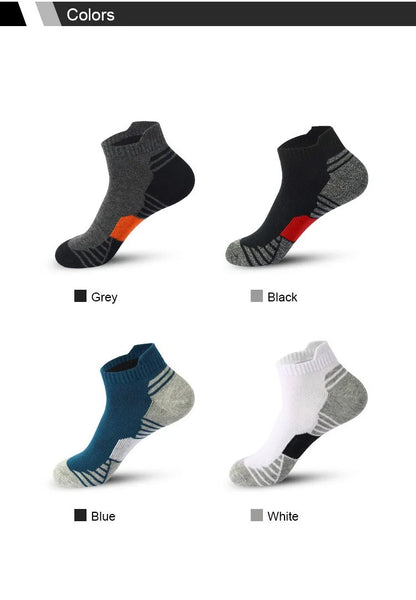 5 Pairs Men's Four Season Cotton Breathable Sports Socks Set Male Sport Ankle Socks Basketball Running Socks For Men